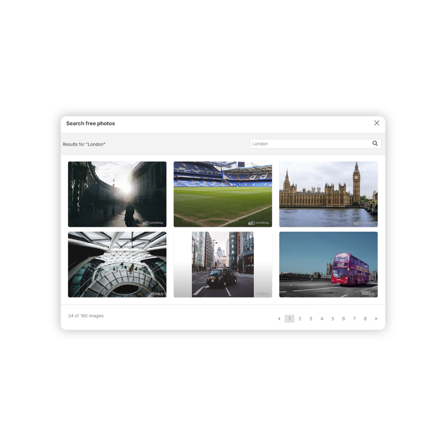 Roi-AI recruitment email builder with searchable image library and drag-and-drop template editor for creating professional candidate and client email campaigns