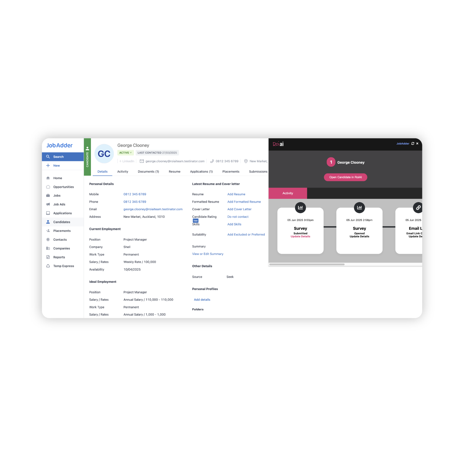 Roi-AI Marketing Cloud native CRM integration — seamless connection with major recruitment databases including Bullhorn, JobAdder, Vincere and Mercury for unified marketing workflows